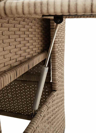 Verstelbare tuinstoel met bijzettafel poly rattan beige