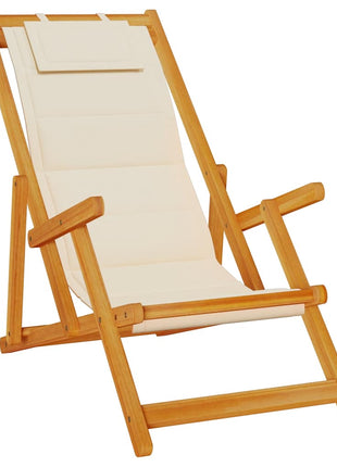 Strandstoel inklapbaar met armleuningen acaciahout en textileen