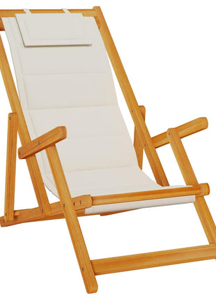 Strandstoel inklapbaar met armleuningen acaciahout en textileen