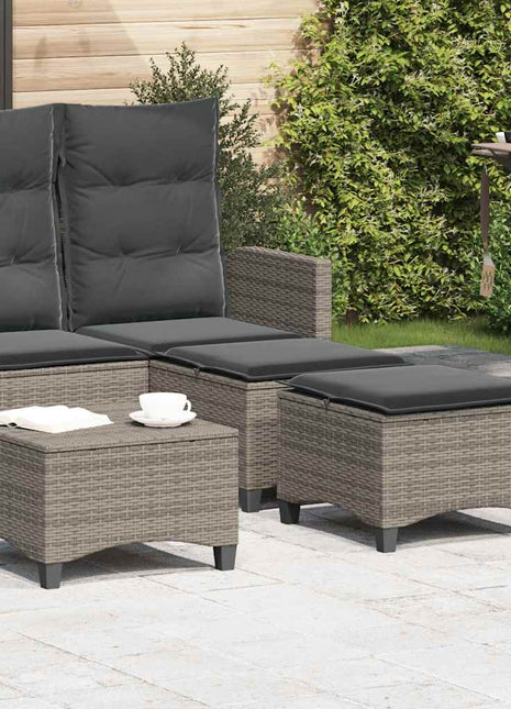 Tuinkrukken met kussens 2 st 55x55x36 cm poly rattan grijs