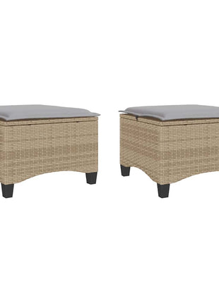 Tuinkrukken met kussens 2 st 55x55x36 cm poly rattan beige