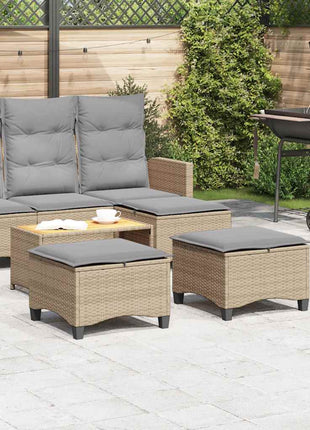 Tuinkrukken met kussens 2 st 55x55x36 cm poly rattan beige