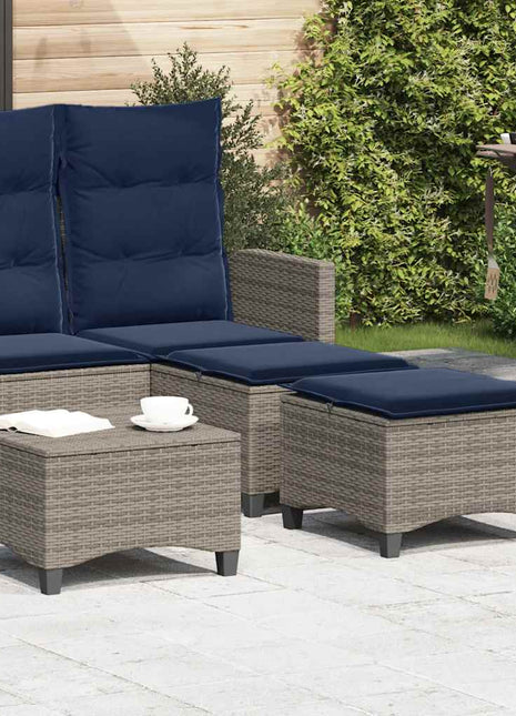 Tuinkrukken met kussens 2 st 55x55x36 cm poly rattan grijs
