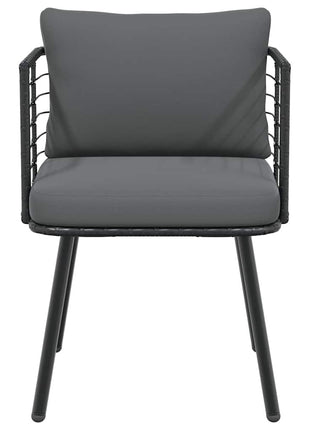 Tuinstoel met kussens poly rattan zwart