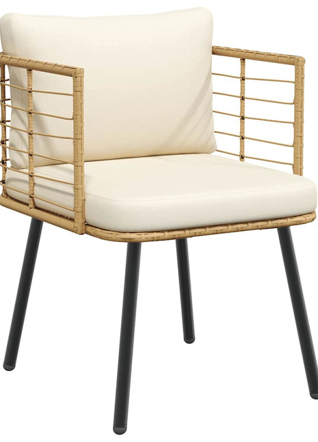 Tuinstoel met kussens poly rattan naturel