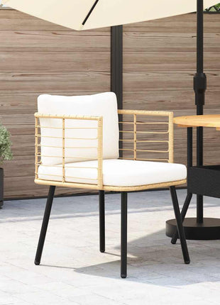 Tuinstoel met kussens poly rattan naturel