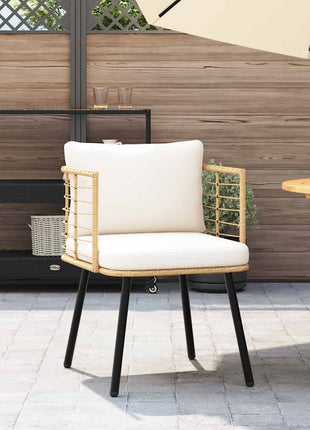 Tuinstoel met kussens poly rattan naturel