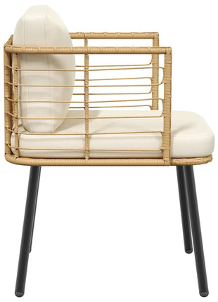 Tuinstoel met kussens poly rattan naturel