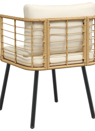 Tuinstoel met kussens poly rattan naturel