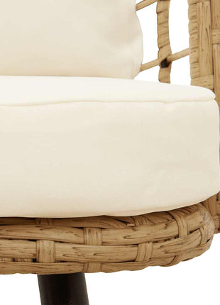 Tuinstoel met kussens poly rattan naturel