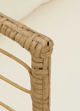 Tuinstoel met kussens poly rattan naturel
