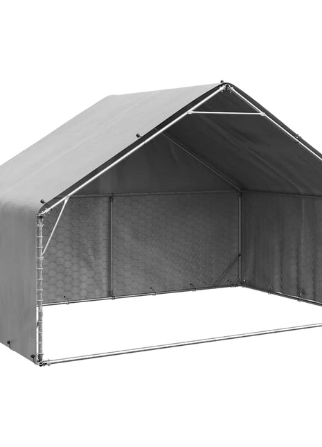 Hondenkennel buiten met deksel 3x2x1,9 m gegalvaniseerd staal
