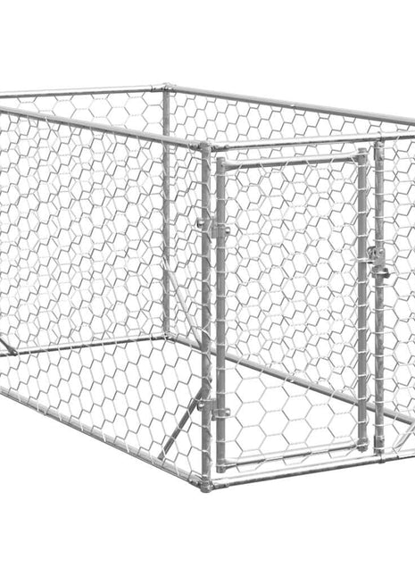 Hondenkennel voor buiten met deur 2x1x1 m gegalvaniseerd staal