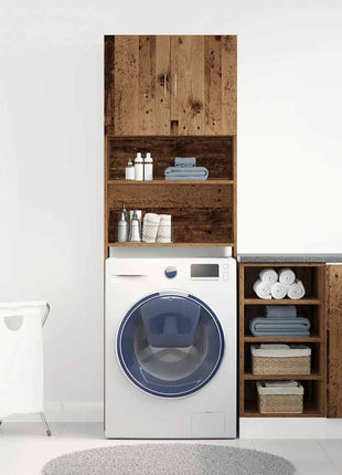 Wasmachinekast 64x24x190 cm bewerkt hout oud houtkleurig