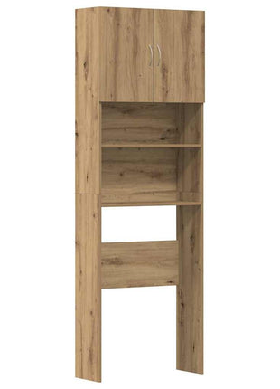 Wasmachinekast 64x24x190 cm bewerkt hout artisanaal eikenkleur