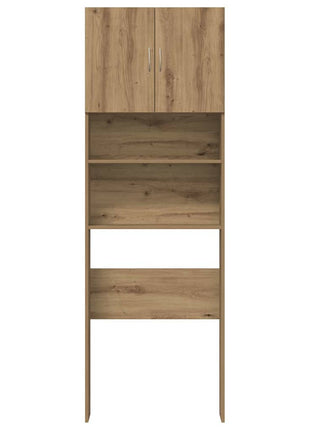 Wasmachinekast 64x24x190 cm bewerkt hout artisanaal eikenkleur