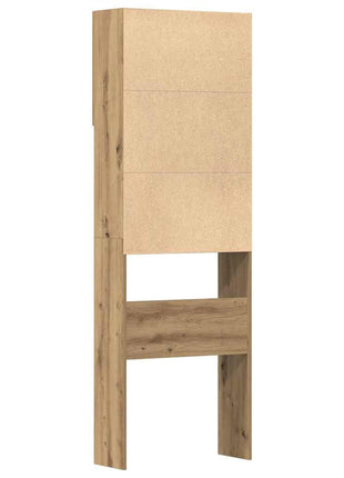 Wasmachinekast 64x24x190 cm bewerkt hout artisanaal eikenkleur