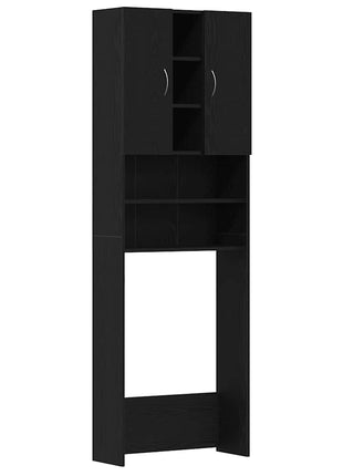 Wasmachinekast 64x25,5x190 cm zwart eikenkleur