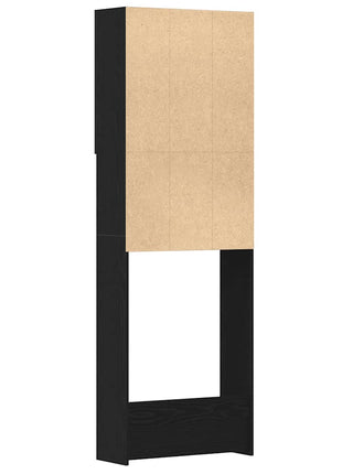 Wasmachinekast 64x25,5x190 cm zwart eikenkleur