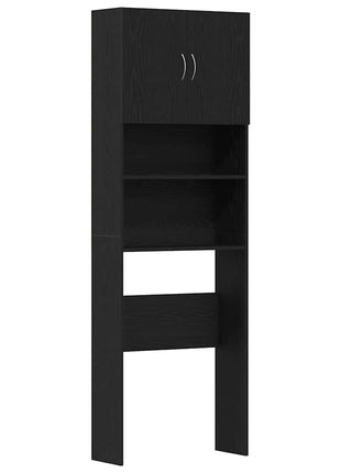 Wasmachinekast 64x24x190 cm spaanplaat zwart eikenkleurig