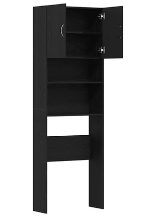 Wasmachinekast 64x24x190 cm spaanplaat zwart eikenkleurig
