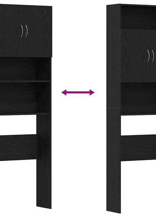 Wasmachinekast 64x24x190 cm spaanplaat zwart eikenkleurig