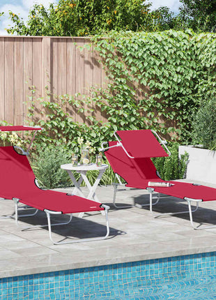 Ligbed Met Luifel Inklapbaar Staal En Blauw