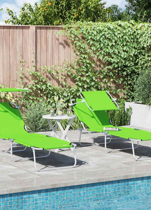 Ligbed Met Luifel Inklapbaar Staal En Blauw