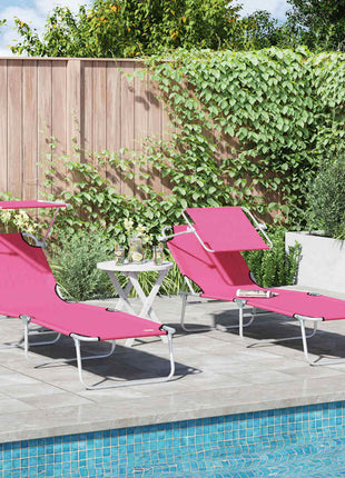 Ligbed Met Luifel Inklapbaar Staal En Blauw