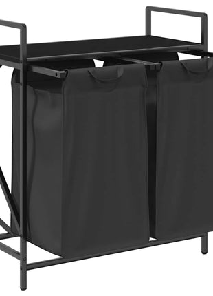 Wasmand 2 vakken met plank zwart eikenkleurig