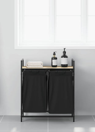 Wasmand 2 vakken met plank sonoma eikenkleurig