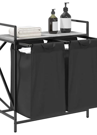 Wasmand 2 vakken met plank grijs sonoma eiken