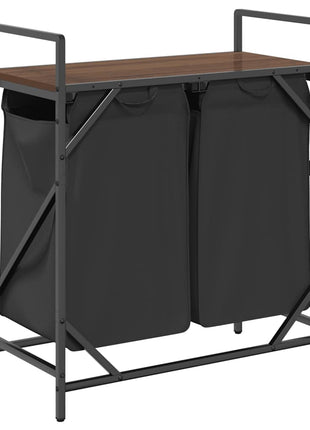 Wasmand 2 vakken met plank bruin eikenkleurig