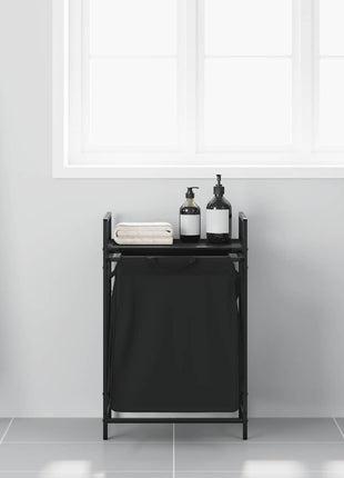 Wasmand 1 vak met plank zwart eikenkleurig