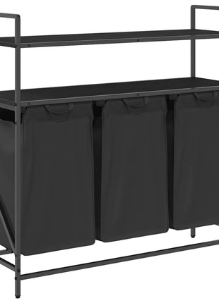 Wasmand 3 vakken met planken zwart eikenkleurig