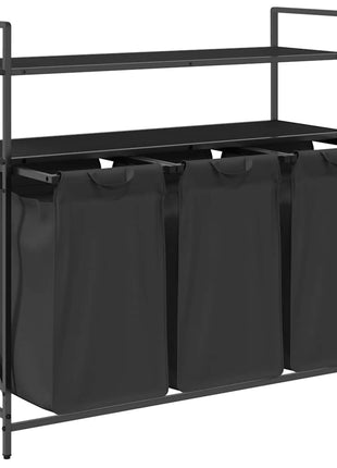 Wasmand 3 vakken met planken zwart eikenkleurig