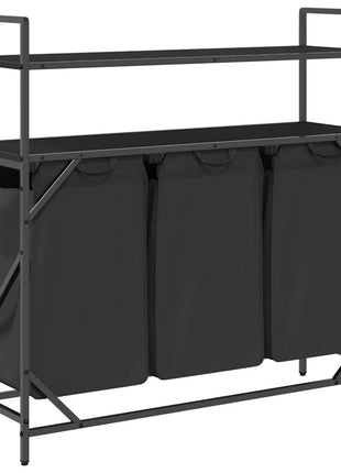 Wasmand 3 vakken met planken zwart eikenkleurig