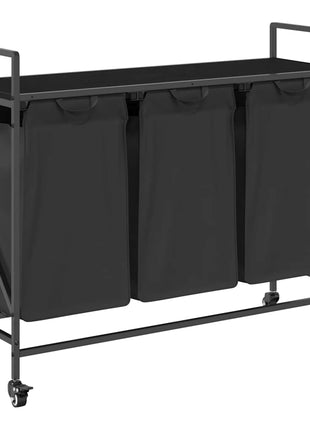 Wasmand 3 vakken met planken zwart eikenkleurig