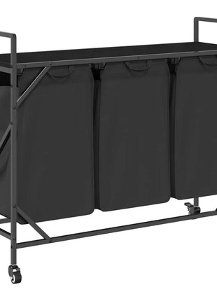 Wasmand 3 vakken met planken zwart eikenkleurig