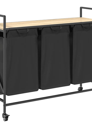 Wasmand 3 vakken met planken sonoma eikenkleurig