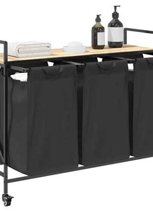 Wasmand 3 vakken met planken sonoma eikenkleurig