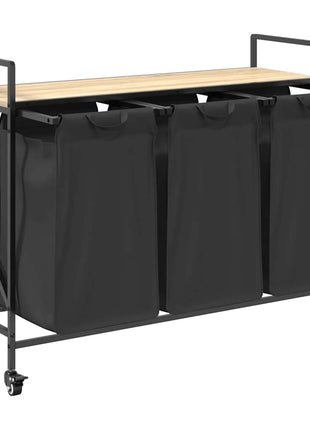 Wasmand 3 vakken met planken sonoma eikenkleurig