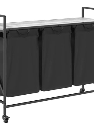Wasmand 3 vakken met planken grijs sonoma eiken