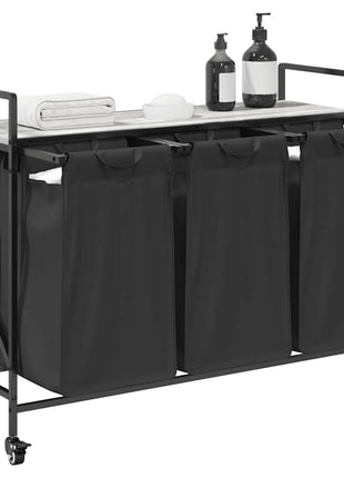 Wasmand 3 vakken met planken grijs sonoma eiken