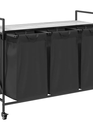 Wasmand 3 vakken met planken grijs sonoma eiken