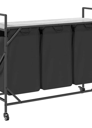 Wasmand 3 vakken met planken grijs sonoma eiken