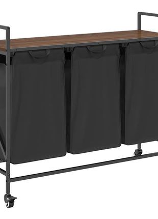 Wasmand 3 vakken met planken bruin eikenkleurig