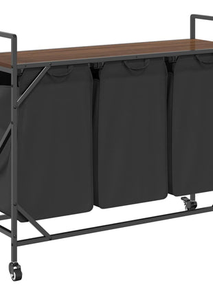 Wasmand 3 vakken met planken bruin eikenkleurig