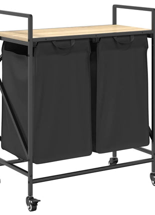 Wasmand 2 vakken met planken sonoma eikenkleurig