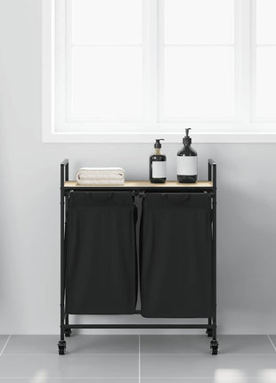 Wasmand 2 vakken met planken sonoma eikenkleurig